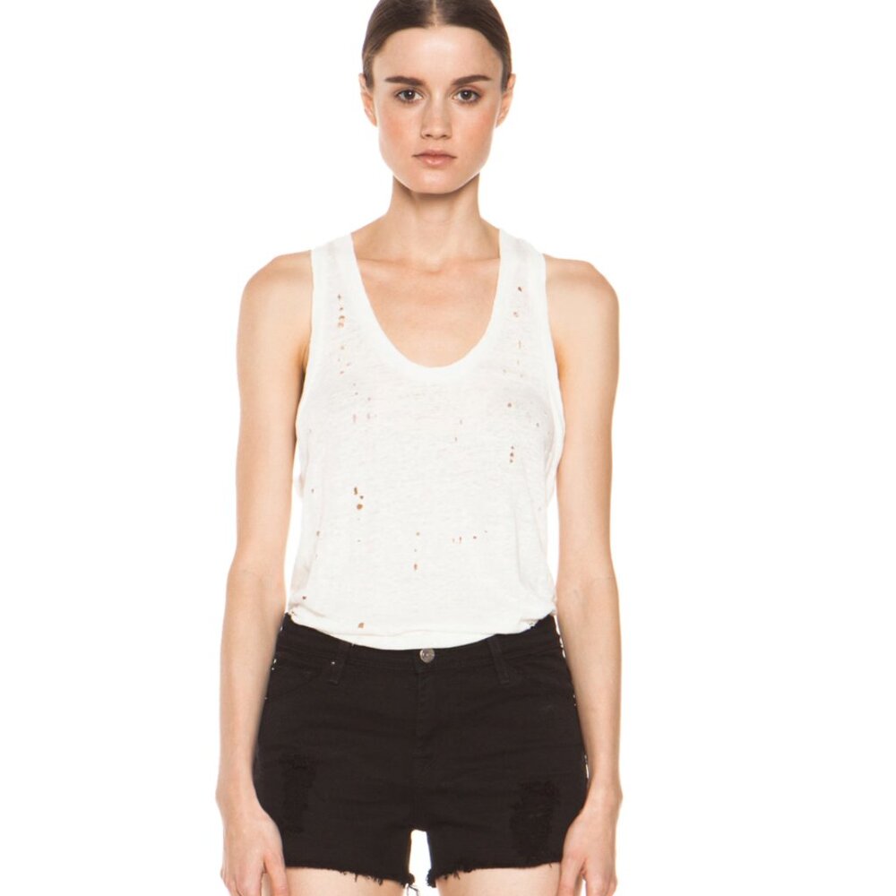 IRO Doris Distressed Tank - Ecru - Size M